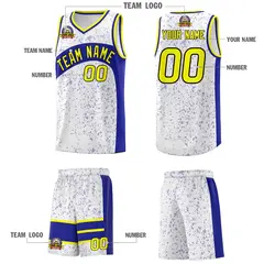 White Royal Dot Graffiti Irregular Pattern Basketball Jersey 5
