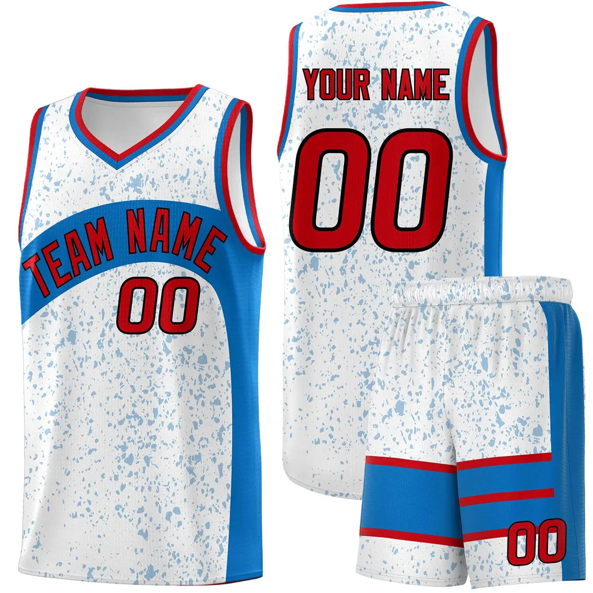 White Royal Dot Graffiti Irregular Pattern Basketball Jersey