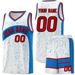 White Royal Dot Graffiti Irregular Pattern Basketball Jersey 1