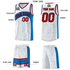 White Royal Dot Graffiti Irregular Pattern Basketball Jersey 5