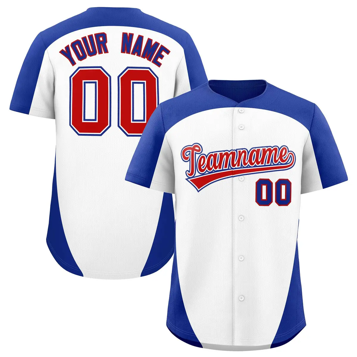 White Royal Edge Color Block Authentic Baseball Jersey