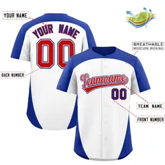 White Royal Edge Color Block Authentic Baseball Jersey 2