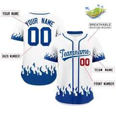 White Royal Flame Graffiti Pattern Authentic Baseball Jersey 2