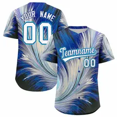 White Royal Fluid Feather Graffiti Baseball Jersey