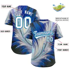 White Royal Fluid Feather Graffiti Baseball Jersey 2
