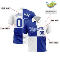 White Royal Four Squares Design Performance Polo Shirt 2