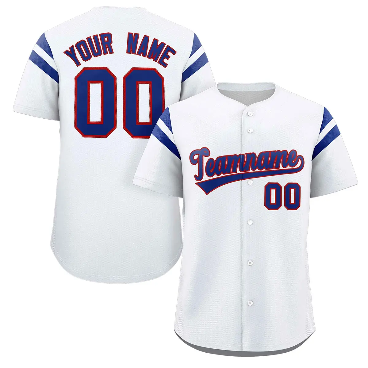 White Royal Full Button Classic Authentic Baseball Jersey