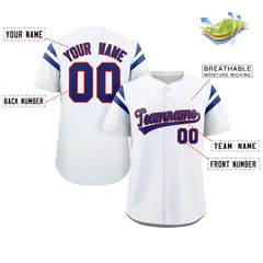 White Royal Full Button Classic Authentic Baseball Jersey 2