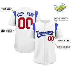White Royal Full Button Classic Authentic Baseball Jersey 2