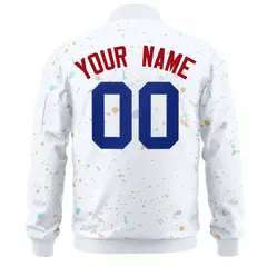 White Royal Full-Zip Graffiti Splash Varsity Letterman Jacket 4