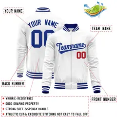 White Royal Full-Zip Varsity Letterman Baseball Jacket 4