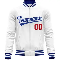 White Royal Full-Zip Varsity Letterman Baseball Jacket 5
