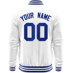 White Royal Full-Zip Varsity Letterman Baseball Jacket 6