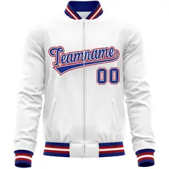 White Royal Full-Zip Varsity Letterman Baseball Jacket 5