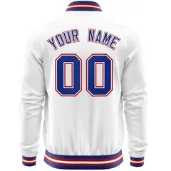 White Royal Full-Zip Varsity Letterman Baseball Jacket 6