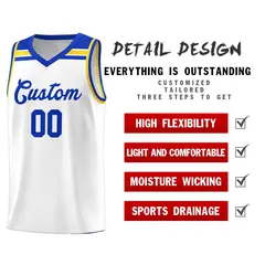 White Royal-Gold Classic Basketball Sports Uniform Jersey 4