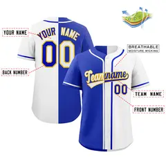 White Royal-Gold Hook Split Fashion Baseball Jersey 2