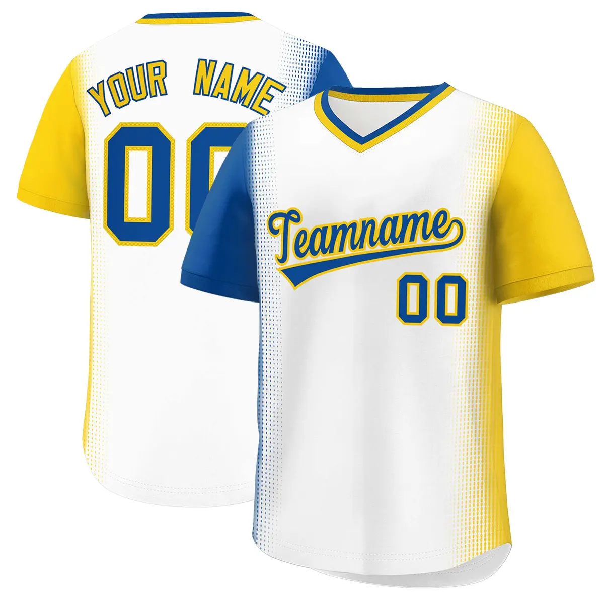 White Royal-Gold Raglan Pullover Authentic Baseball Jersey