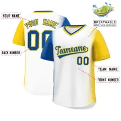 White Royal-Gold Raglan Pullover Authentic Baseball Jersey 2