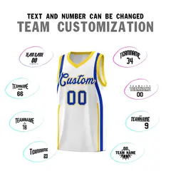 White Royal-Gold Ribbon Pattern Basketball Kits 4