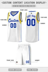 White Royal-Gold Sleeve Color Block Basketball Jersey 2