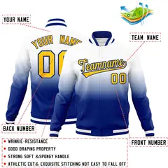 White Royal Gradient Full-Snap Varsity Letterman Jacket 2