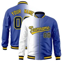 White Royal Gradient Letterman Bomber Jacket 1