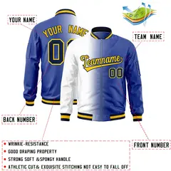 White Royal Gradient Letterman Bomber Jacket 2