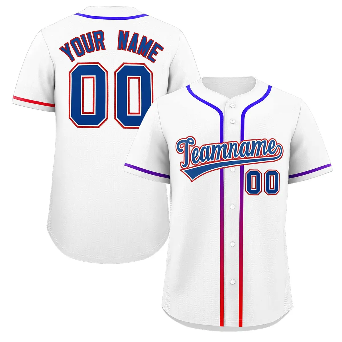 White Royal Gradient Ribbed Authentic Baseball Jersey