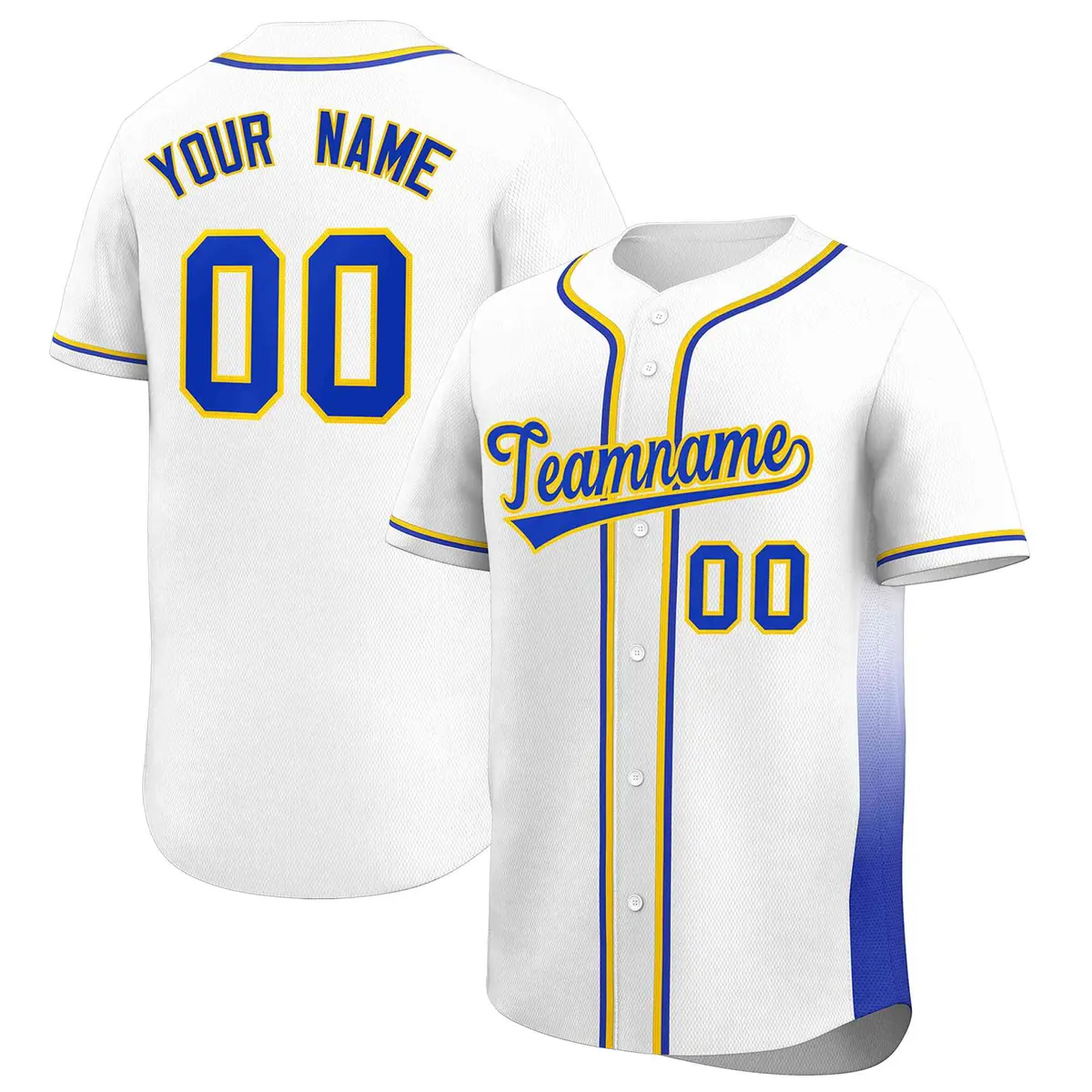 White Royal Gradient Side Authentic Baseball Jersey