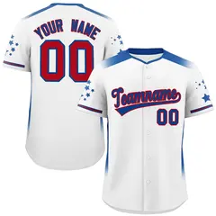 White Royal Gradient Side Star Pattern Baseball Jersey