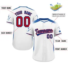 White Royal Gradient Side Star Pattern Baseball Jersey 2
