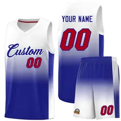 White Royal Gradient Sports Basketball Jersey 1