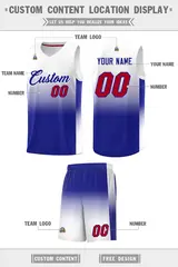 White Royal Gradient Sports Basketball Jersey 5