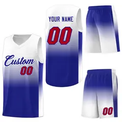 White Royal Gradient Sports Basketball Jersey 7