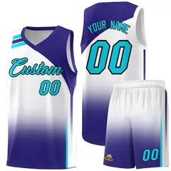 White Royal Gradient Sports Basketball Jersey