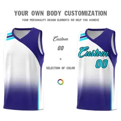 White Royal Gradient Sports Basketball Jersey 3