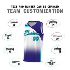 White Royal Gradient Sports Basketball Jersey 4