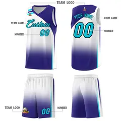 White Royal Gradient Sports Basketball Jersey 5