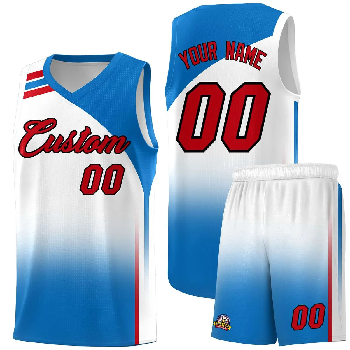 White Royal Gradient Sports Basketball Jersey