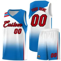 White Royal Gradient Sports Basketball Jersey 1