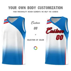 White Royal Gradient Sports Basketball Jersey 3
