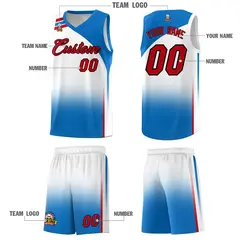 White Royal Gradient Sports Basketball Jersey 5