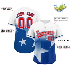 White Royal Gradient Star Graffiti Authentic Baseball Jersey 2