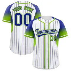 White Royal Gradient Stripe Fashion Sleeves Baseball Jersey