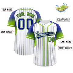 White Royal Gradient Stripe Fashion Sleeves Baseball Jersey 2