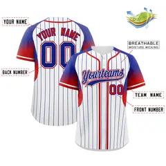 White Royal Gradient Stripe Fashion Sleeves Baseball Jersey 2