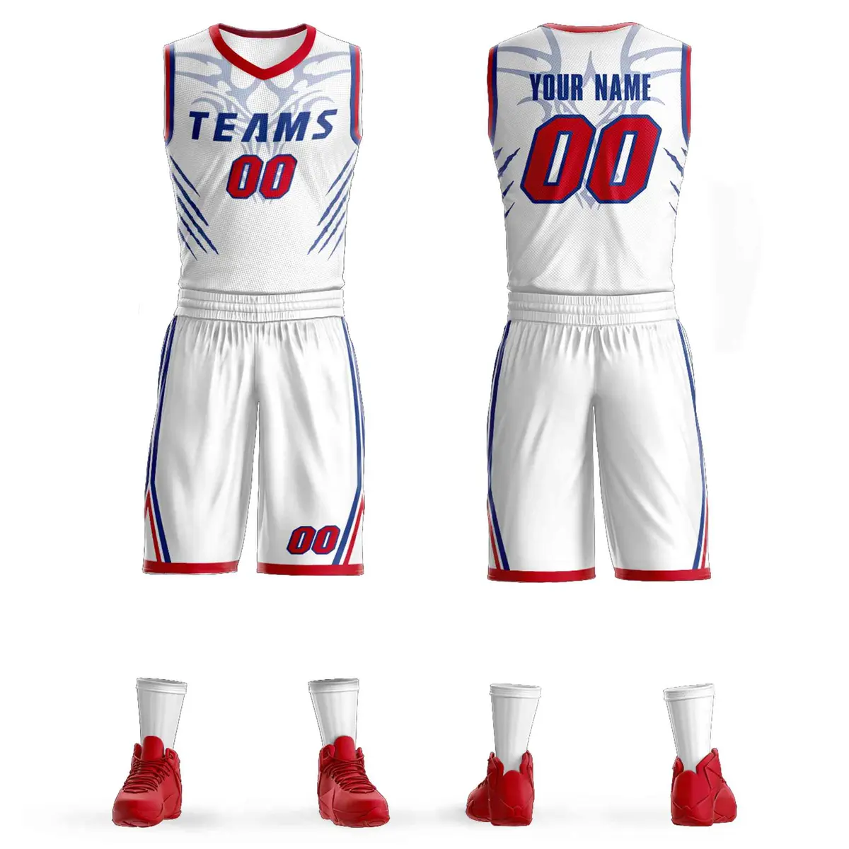 White Royal Graffiti Claw Element Basketball Jersey