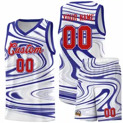 White Royal Graffiti Fluids Style Basketball Jersey Sets