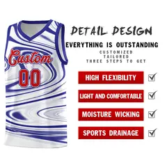 White Royal Graffiti Fluids Style Basketball Jersey Sets 2